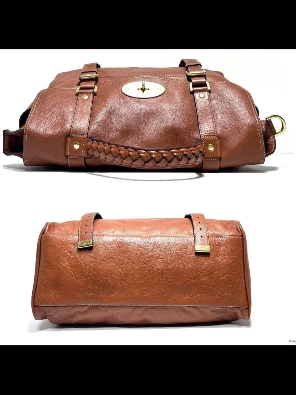 Mulberry Chestnut Brown Leather Satchel with Gold Hardware